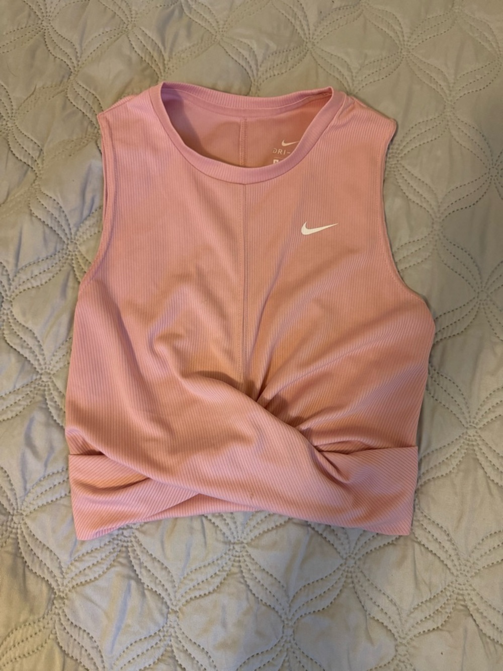 Nike Pink Ribbed Crop Tank Size Small